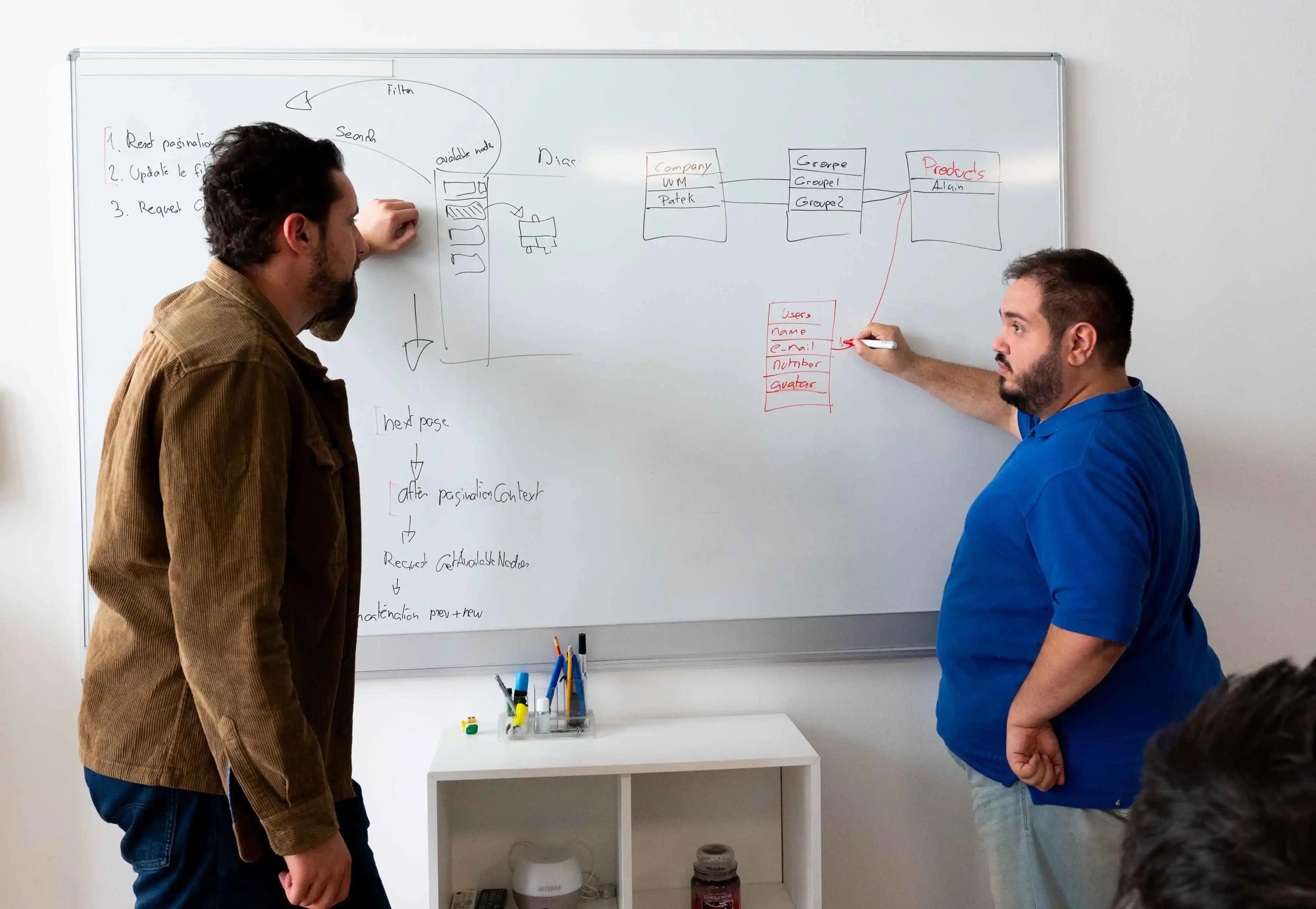 Alain and Manu discussing the best way to define the data